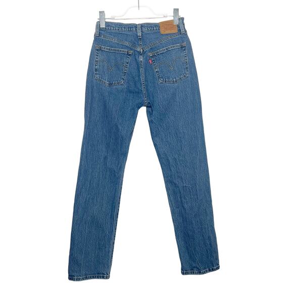 LEVI'S 501 Original Fit Jean Button Fly High Rise Medium Wash Denim Womens Sz 27 - Picture 6 of 10